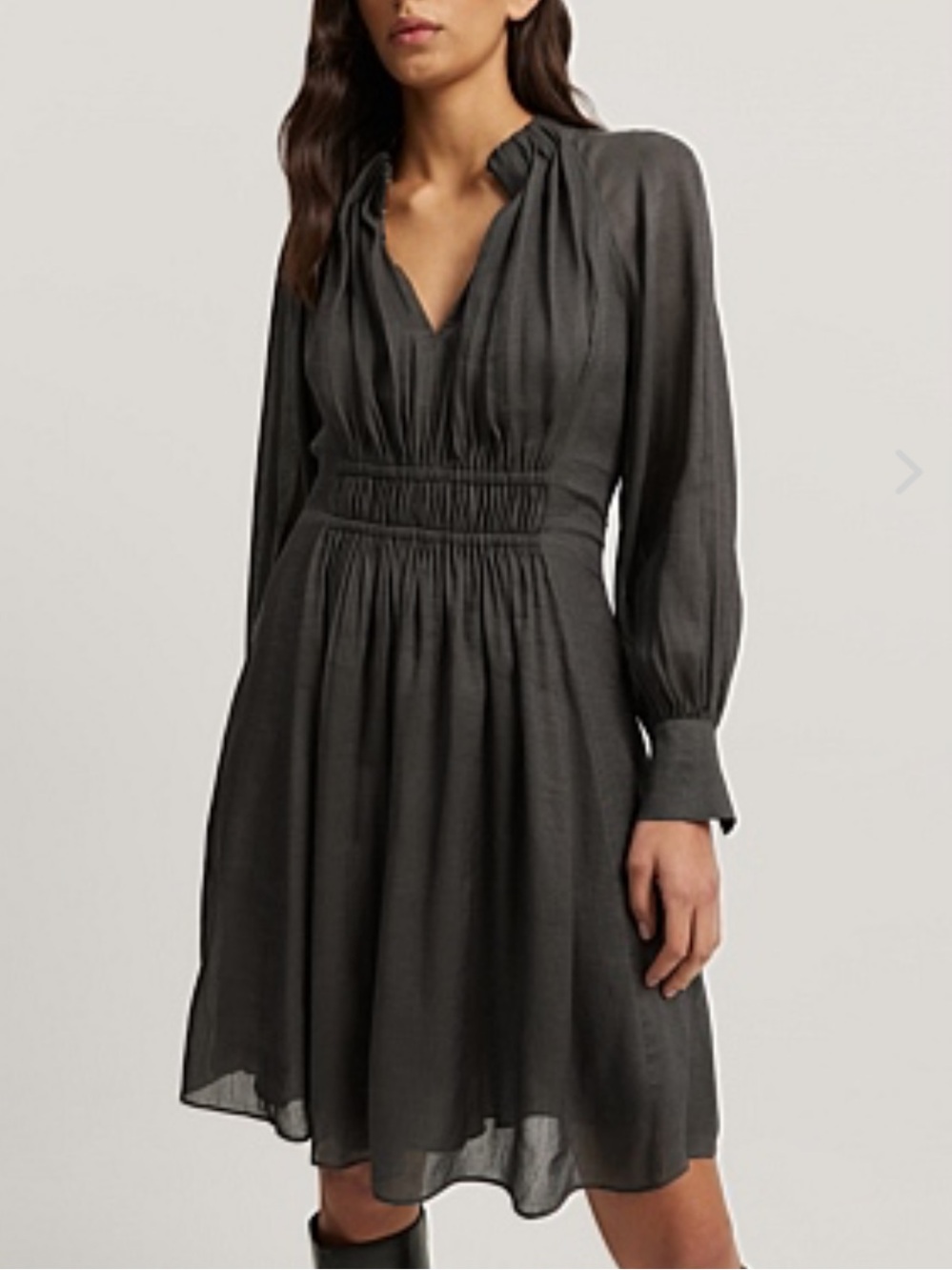Country Road Silk Blend Gathered Mini Dress! Size 4 Charcoal